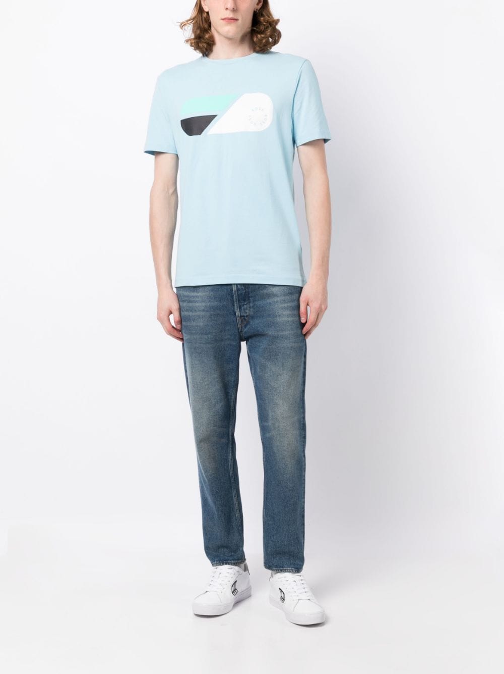 BOSS T-shirt met logoprint - Blauw