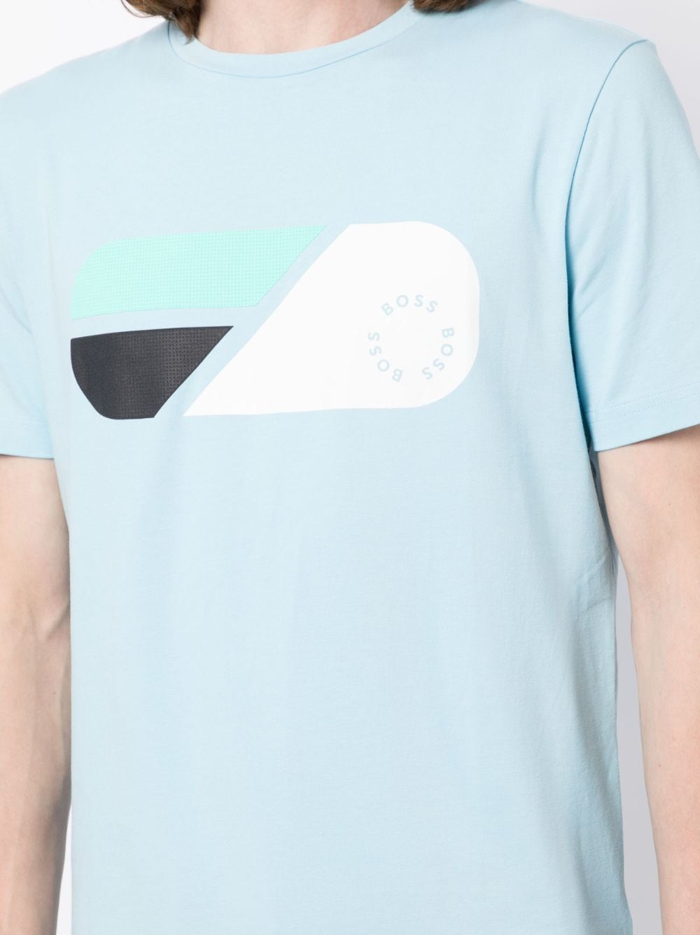 Shop Hugo Boss Logo-print Short-sleeve T-shirt In Blue
