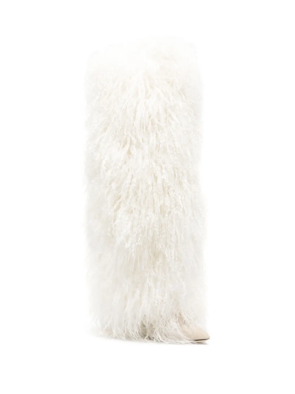 Paris Texas Shearling Knee-high Boots In White