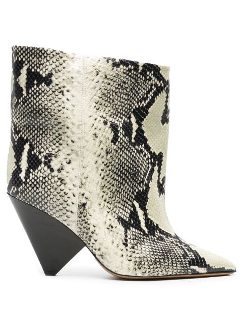 ISABEL MARANT Miyako 105mm snake-effect leather ankle boots