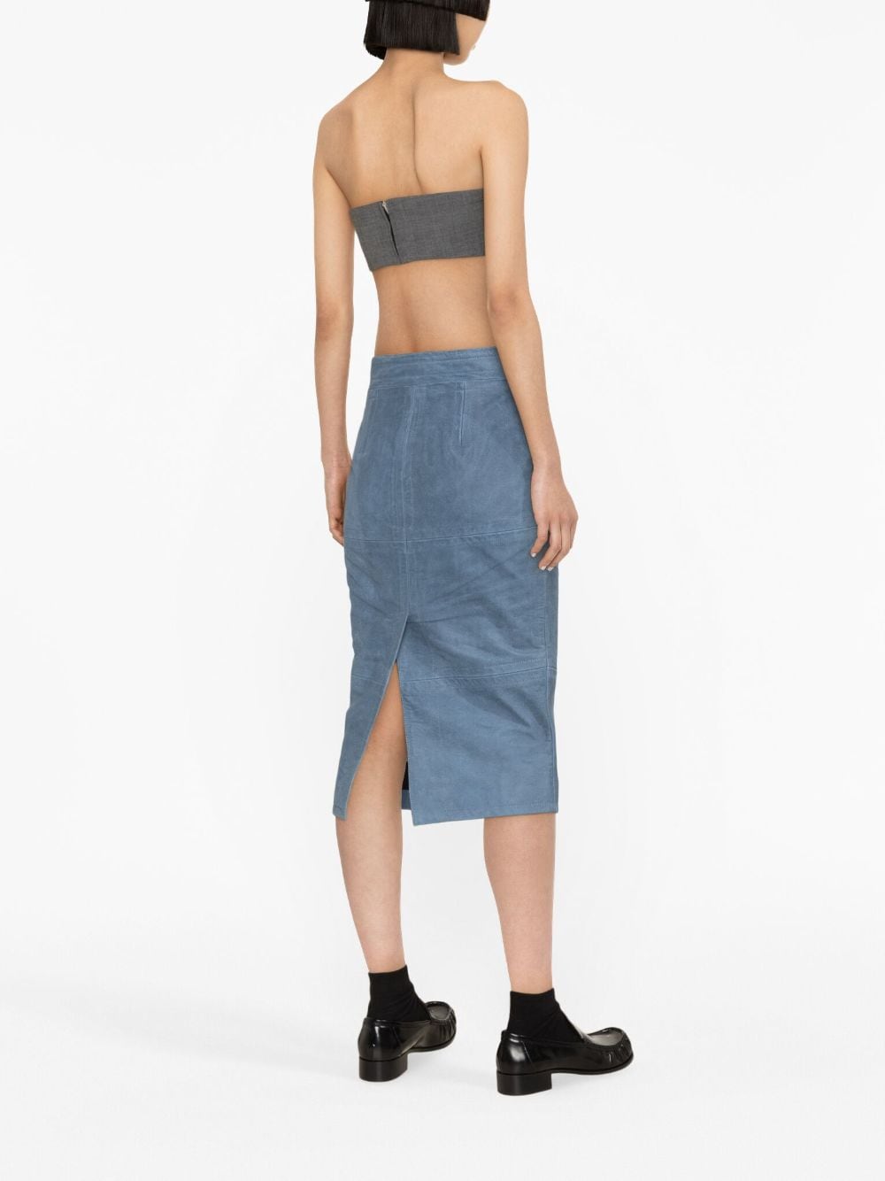 Shop Stand Studio Mallory Leather Pencil Skirt In Blue