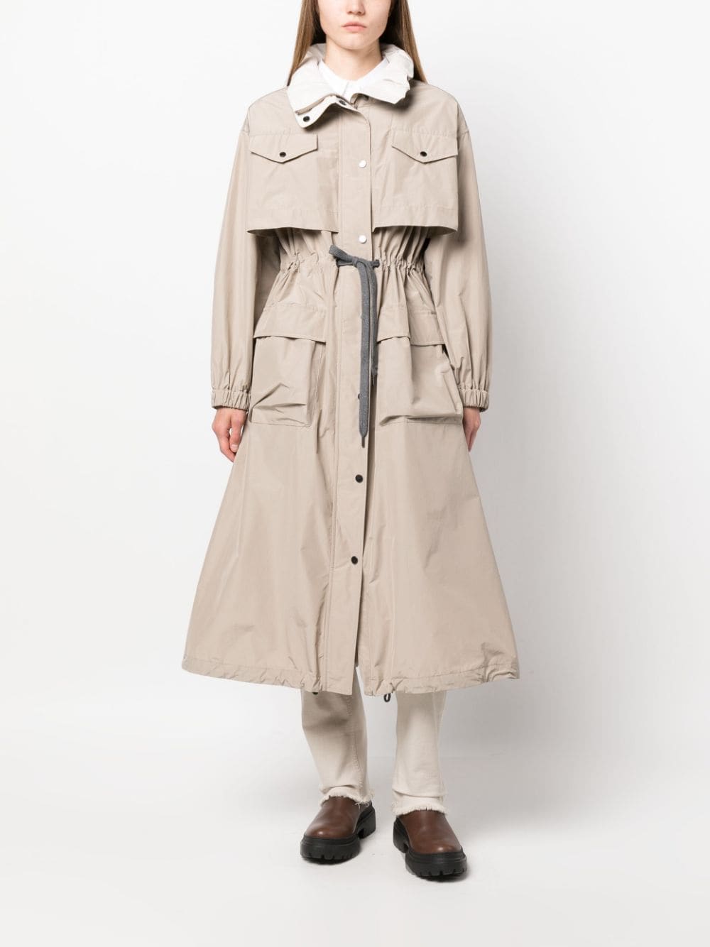 Brunello Cucinelli Trenchcoat met trekkoord - Beige