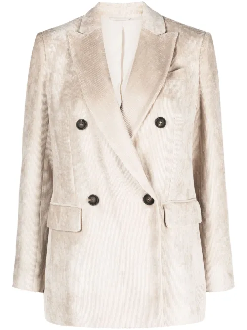 Blazer croisé en velours côtelé - Brunello Cucinelli - Modalova