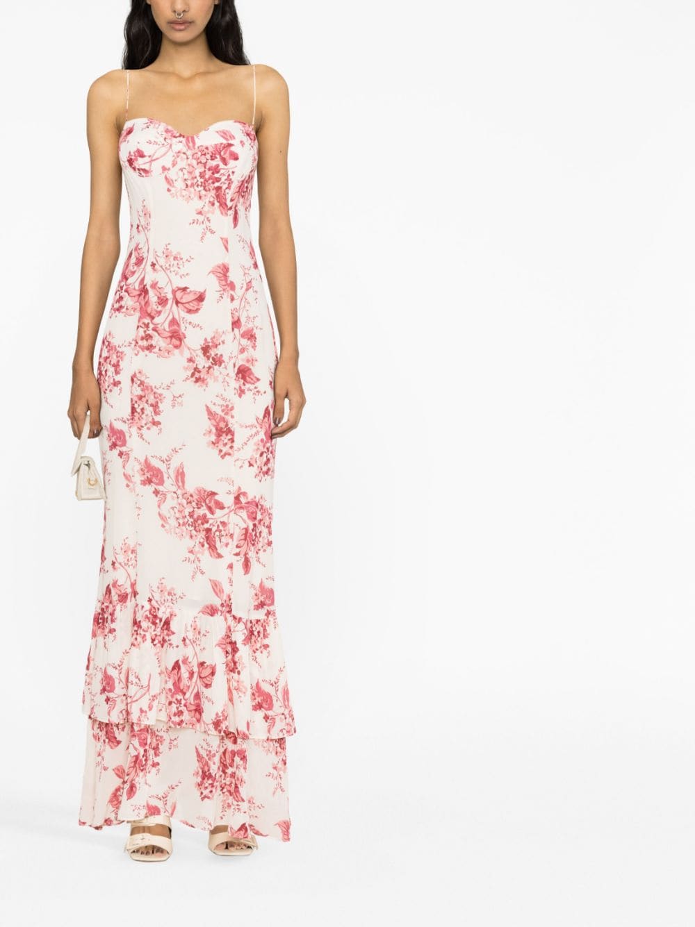 Shop Reformation Fallon Floral-print Maxi Dress In Neutrals