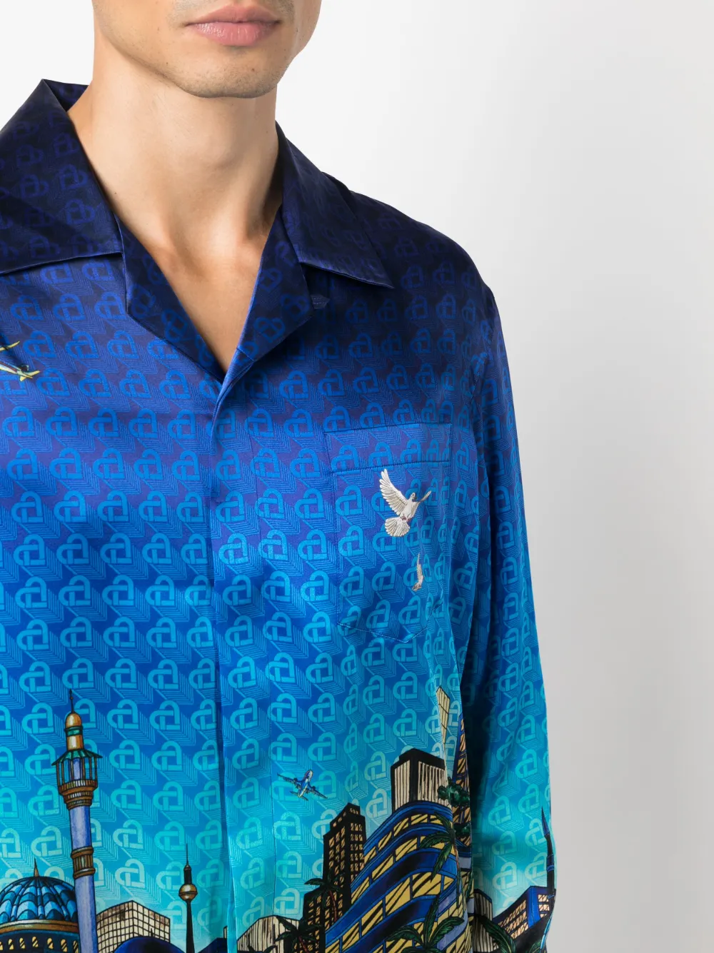 Casablanca Cuban-collar Silk Shirt - Farfetch