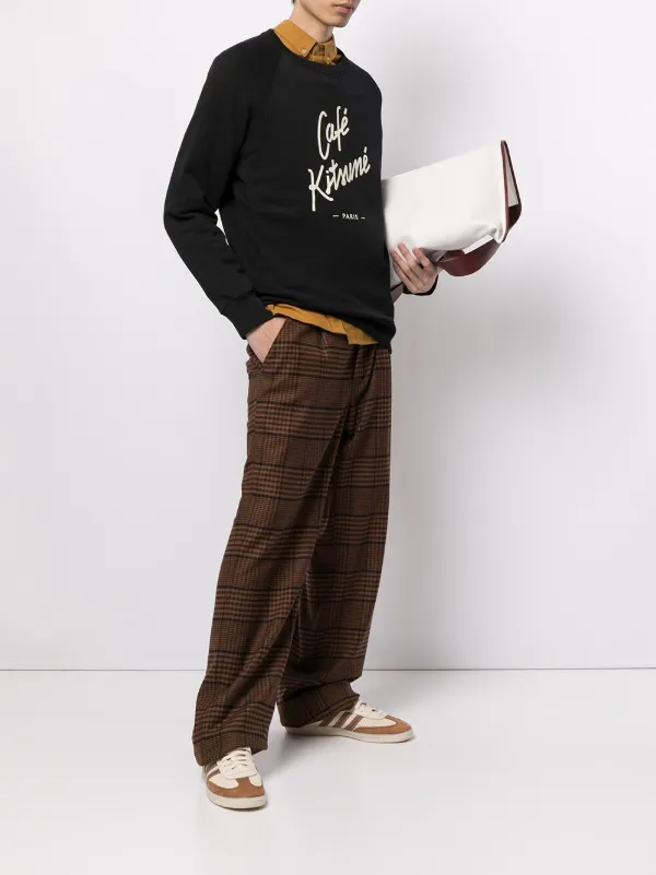 cafe kitsune スウェットXS CAFÉ KITSUNÉ logo-print Cotton Sweatshirt | Black | FARFETCH