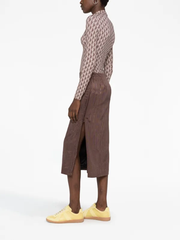 Marine Serre Regenerated Moire Midi Skirt | Brown | FARFETCH AZ