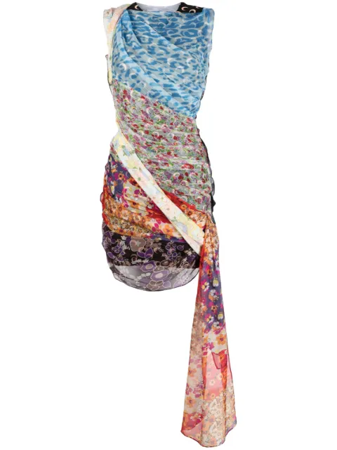 Marine Serre Vestido Regenerated Scarves de seda
