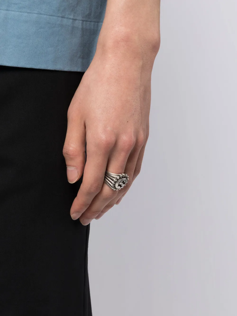 Gucci Interlocking G Silver Signet Ring | ModeSens