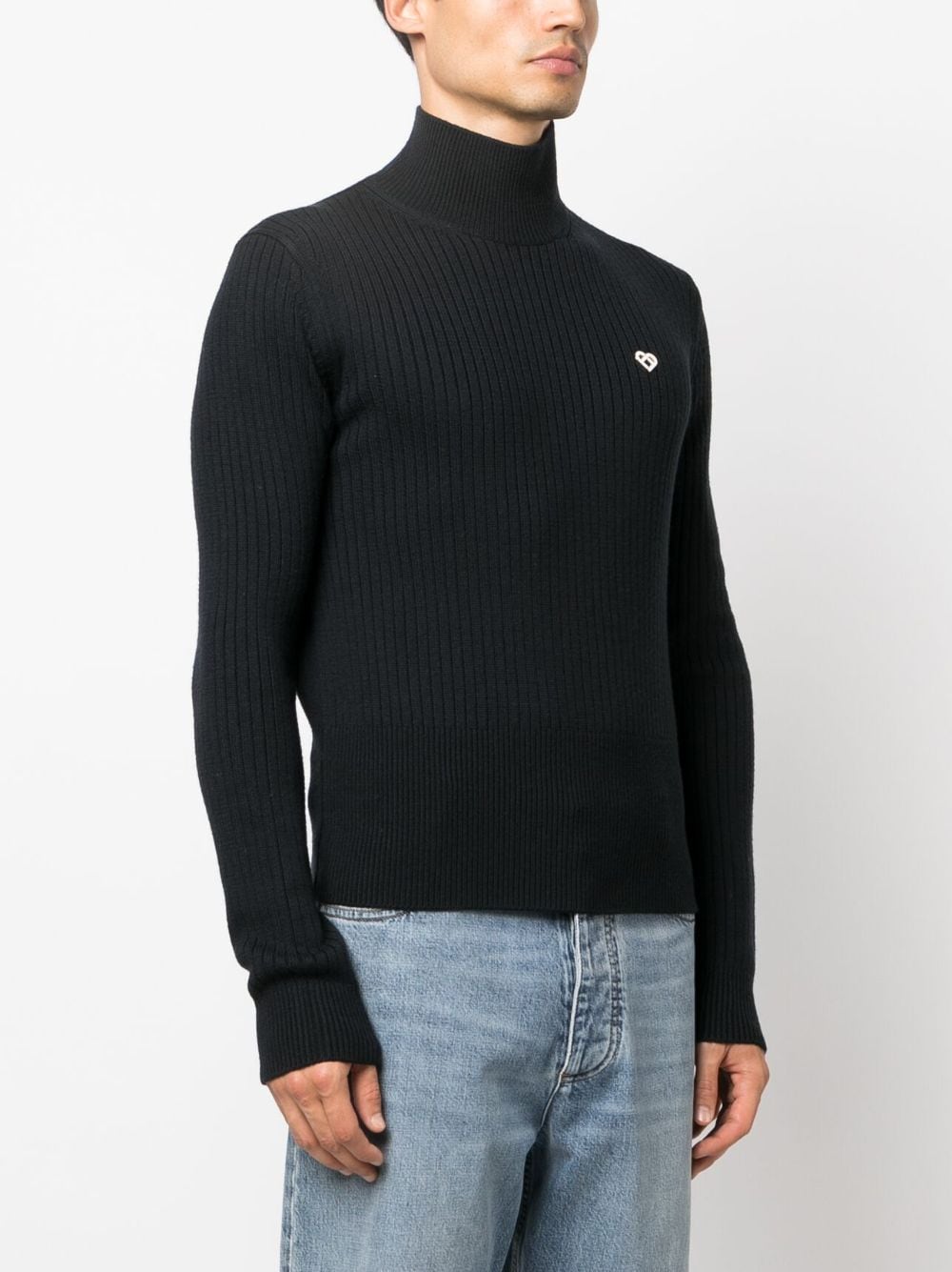 Shop Casablanca Ribbed-knit High-neck Jumper In Black