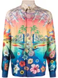 Casablanca graphic-print silk shirt - Blue