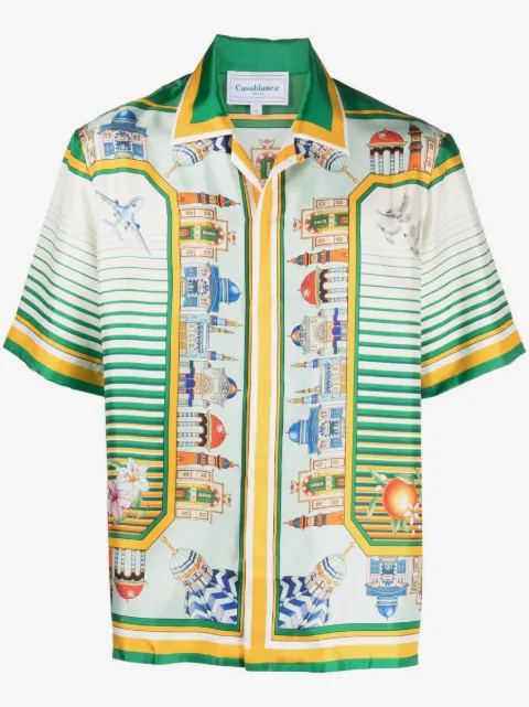 Casablanca 图案印花真丝衬衫