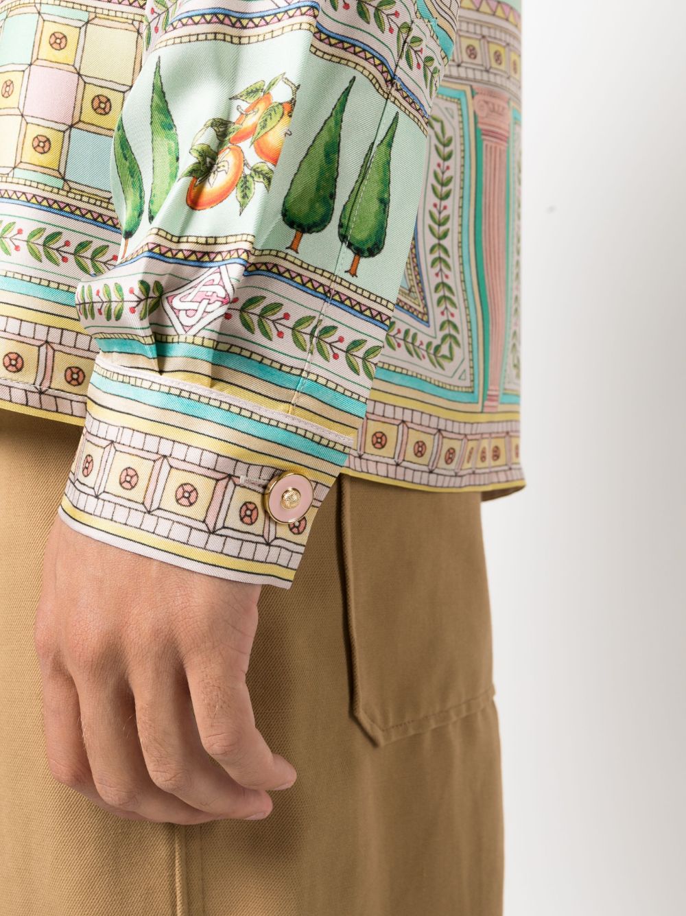 Shop Casablanca Le Labyrinthe-print Silk Shirt In Neutrals