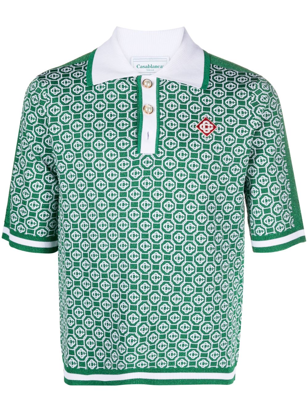 CASABLANCA MONOGRAM-JACQUARD POLO SHIRT