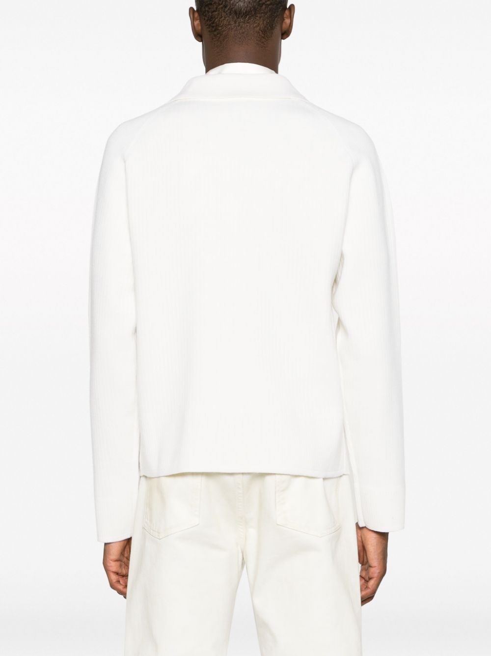 Shop Casablanca Wool-blend Ribbed Cardigan In White