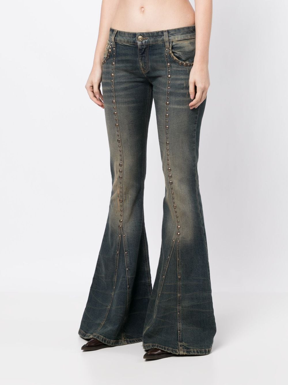 Shop Blumarine Stud-detailed Flared Jeans In Blau