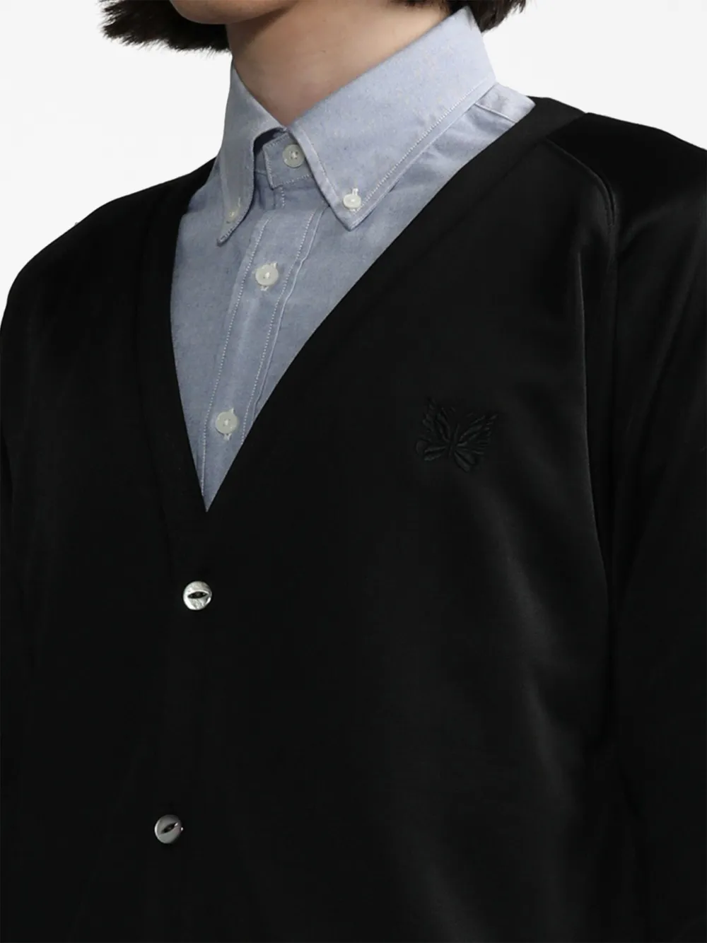 Needles Black V-neck Cardigan In Black