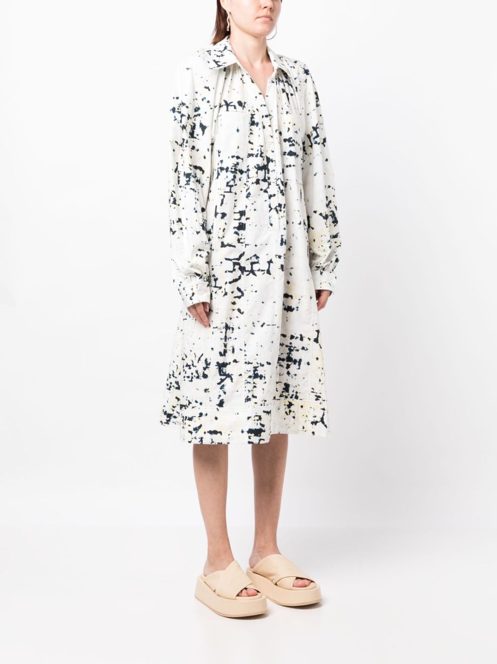 3.1 Phillip Lim abstract-print midi shirt dress - Wit