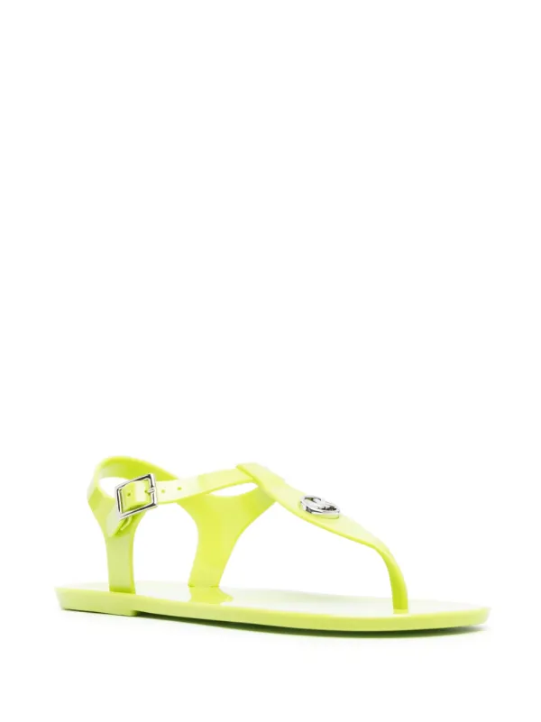 Michael Kors thong-strap Logo Plaque Sandals Green FARFETCH GE