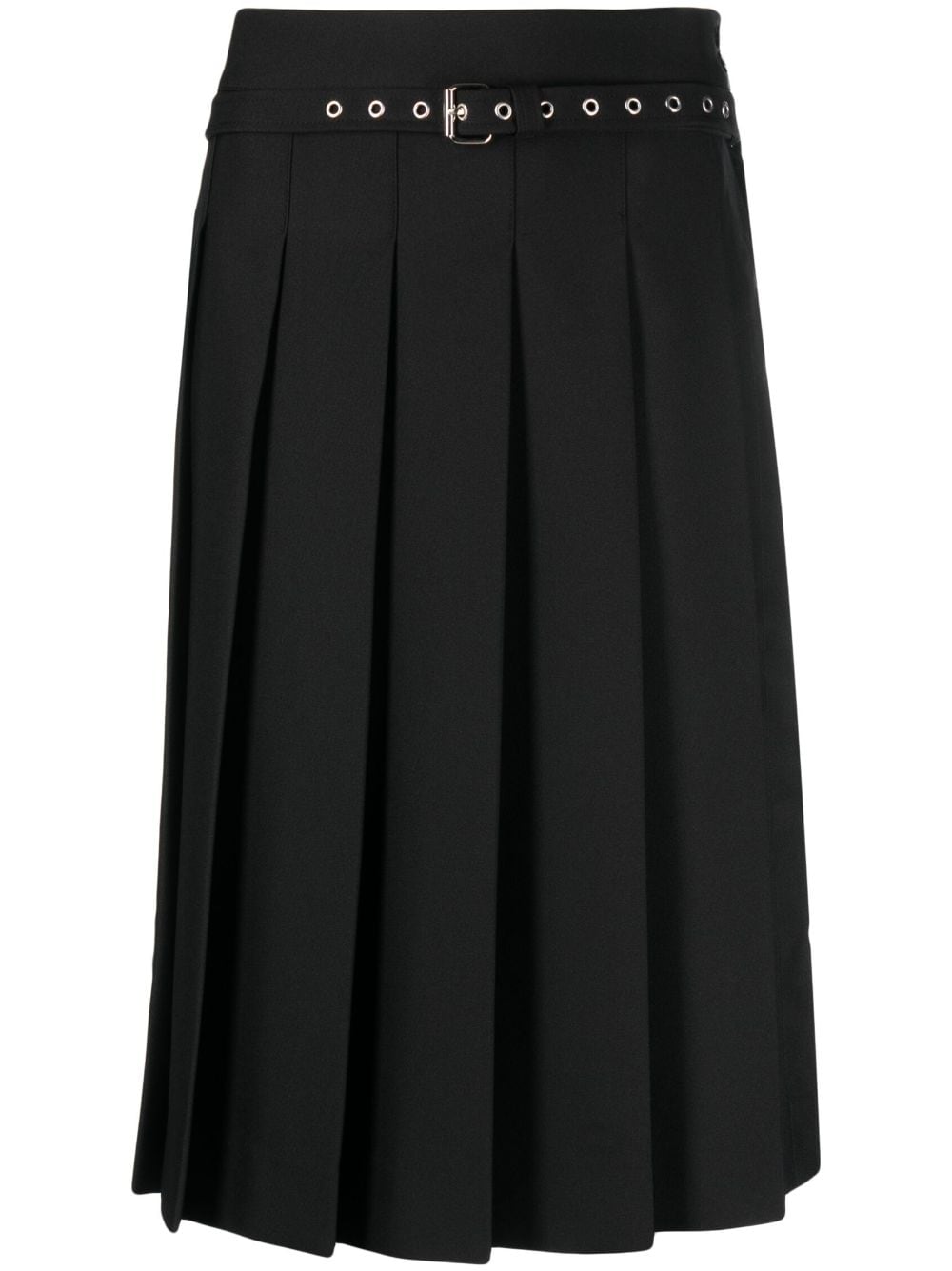 Vaquera Belted-waist Pleated Midi Skirt In Schwarz