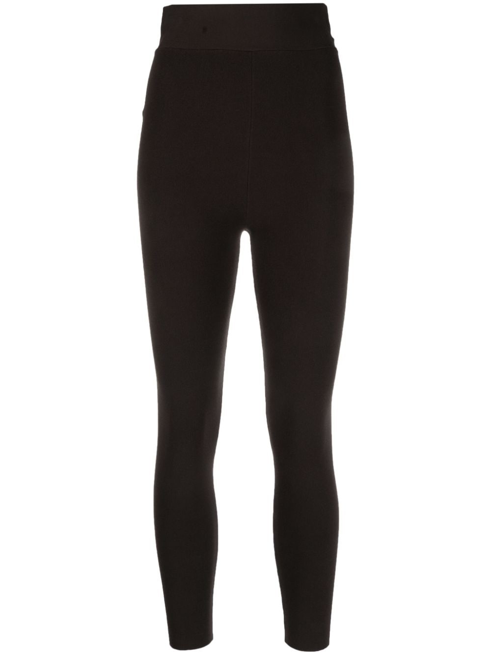 P.a.r.o.s.h Elasticated Yoke-waist Cropped Leggings In Braun