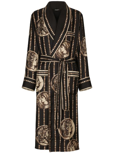 Dolce & Gabbana graphic-print long-sleeve bathrobe