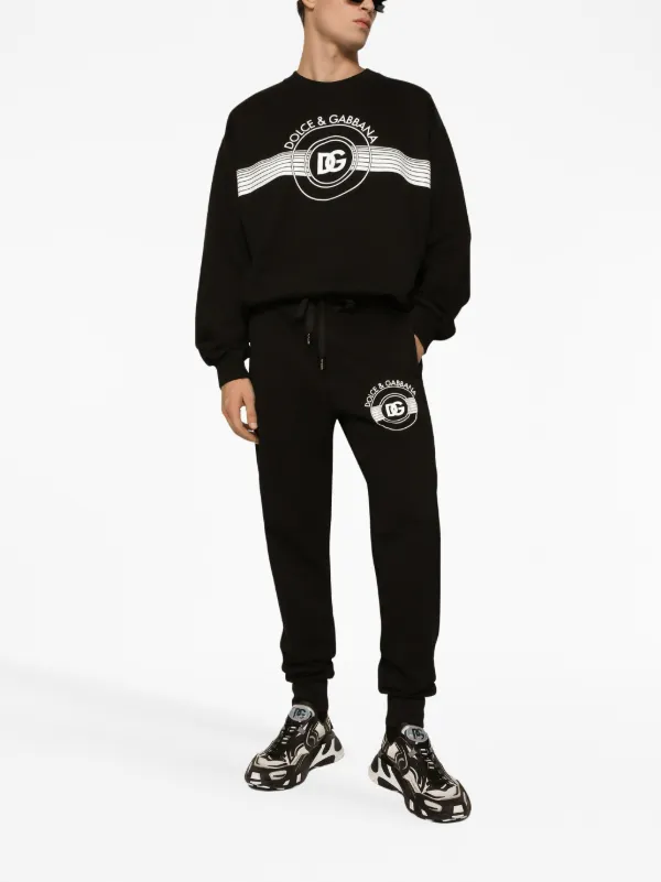 Dolce & Gabbana logo-print long-sleeved Cotton Sweatshirt | Black
