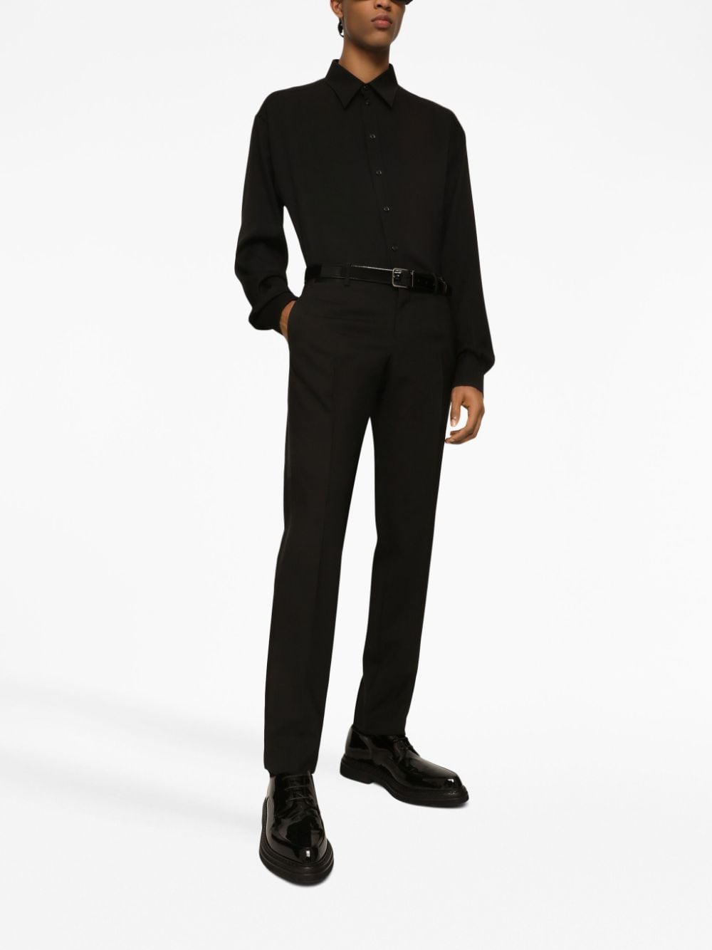 Shop Dolce & Gabbana Straight-leg Tuxedo Trousers In Black