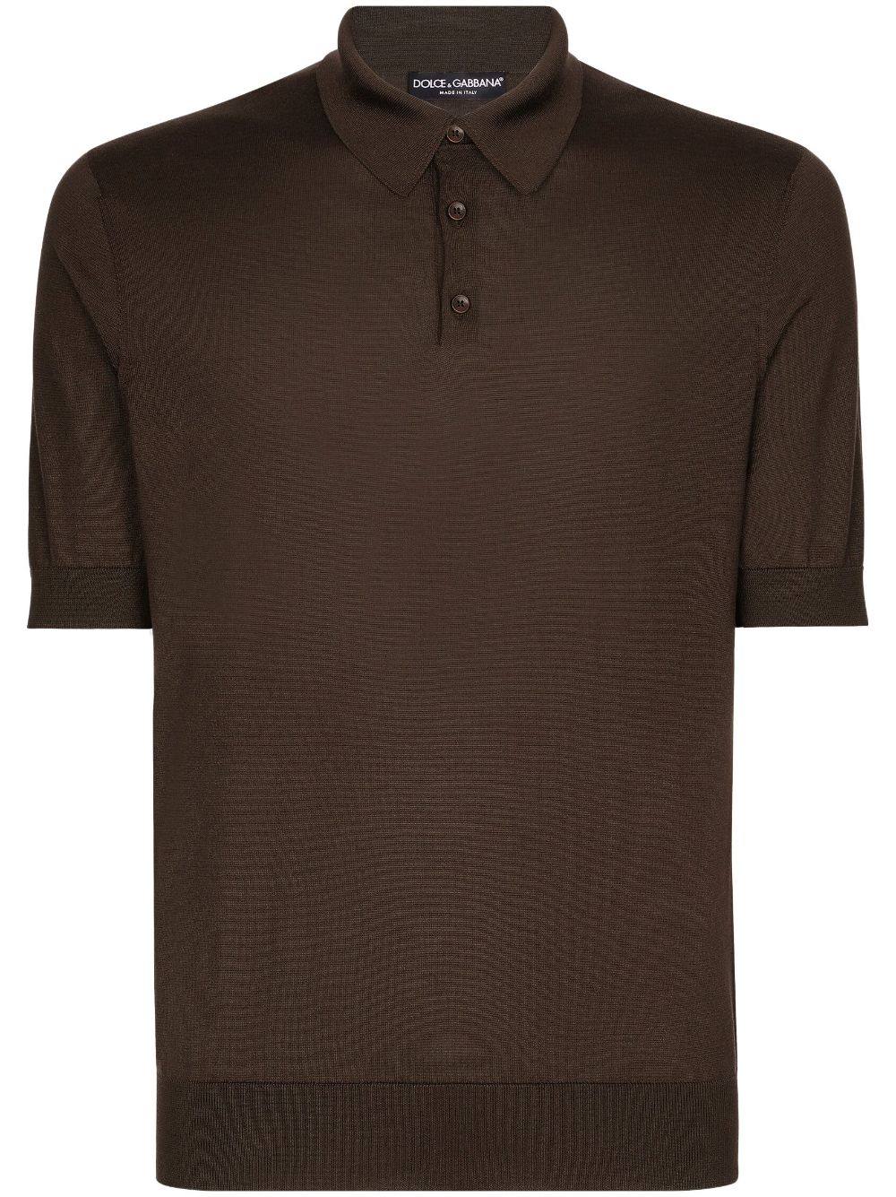 Shop Dolce & Gabbana Short-sleeve Silk Polo Shirt In Brown