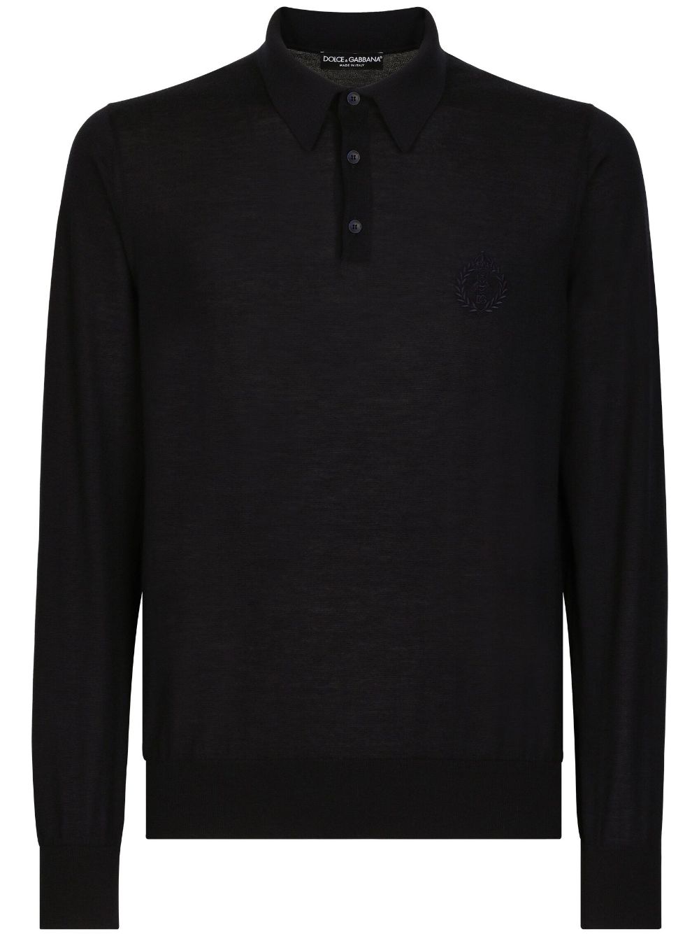 Dolce & Gabbana logo-embroidered cashmere polo shirt - Blue