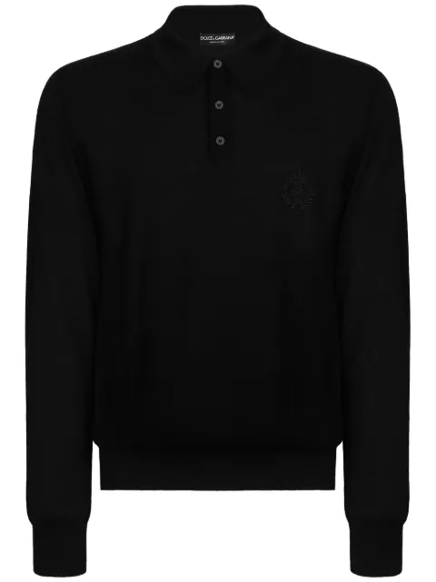Dolce & Gabbana logo-embroidered cashmere polo shirt