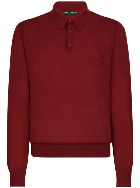 Dolce & Gabbana logo-embroidered cashmere polo shirt