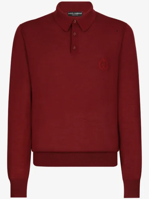 Dolce & Gabbana logo-embroidered cashmere polo shirt
