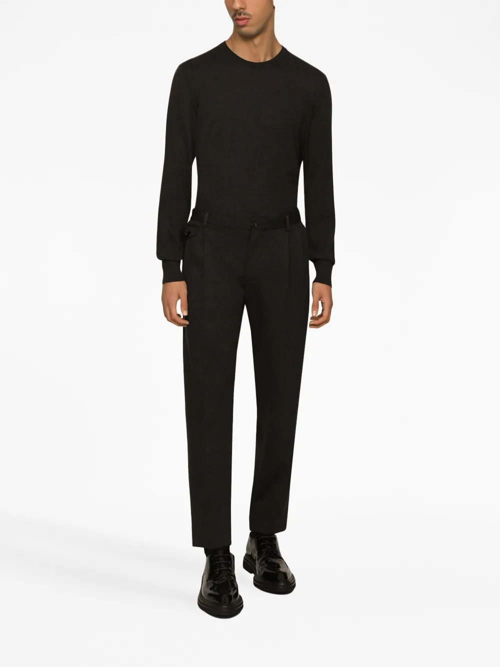 Dolce & Gabbana Stripe-print Tailored Trousers In Black