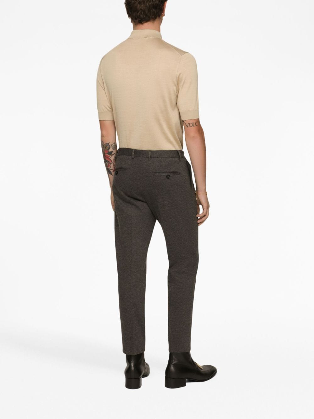 Shop Dolce & Gabbana Pressed-crease Tailored Trousers In Grey