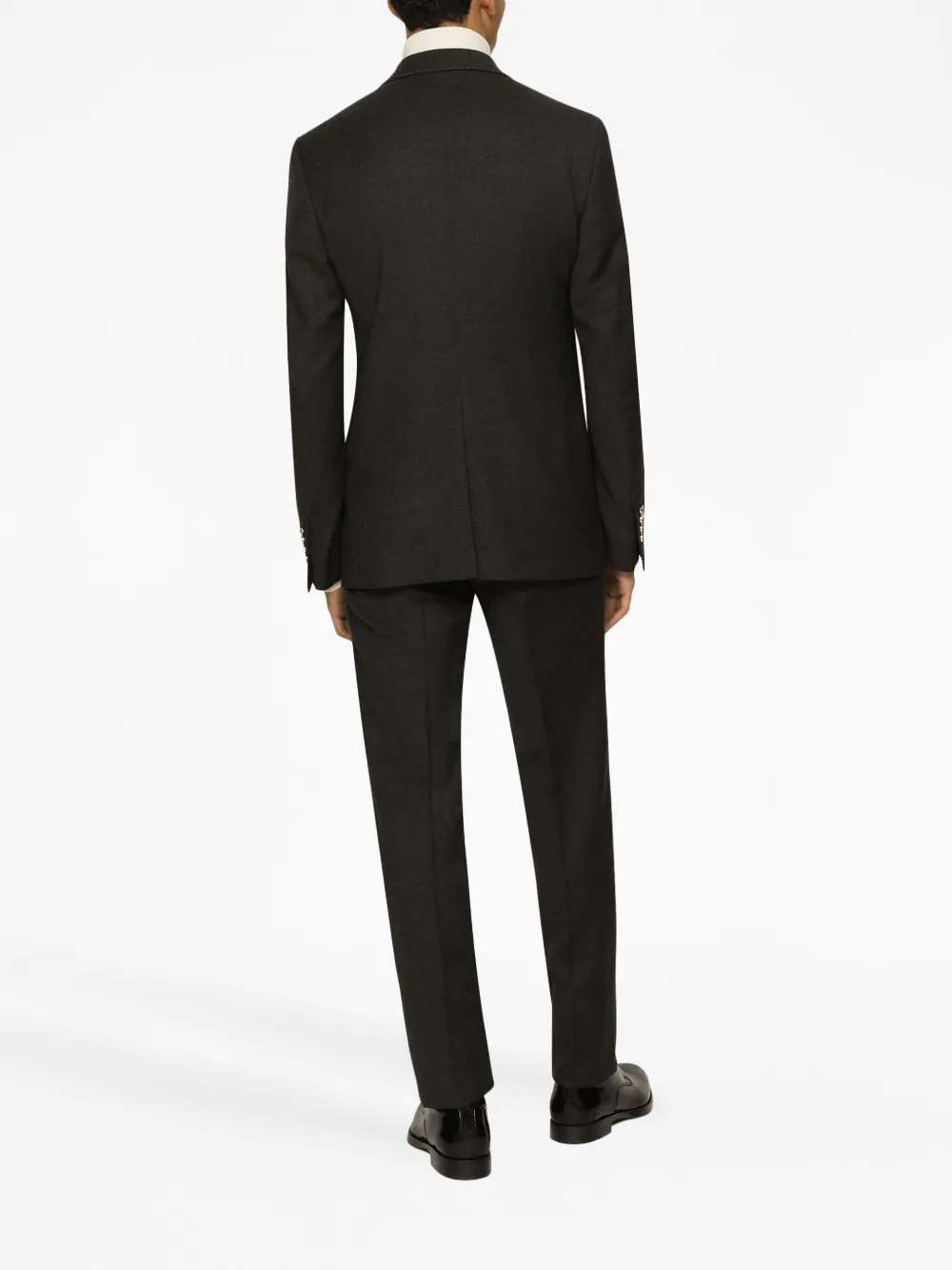 Shop Dolce & Gabbana Pressed-crease Tailored Flannel Trousers In Black