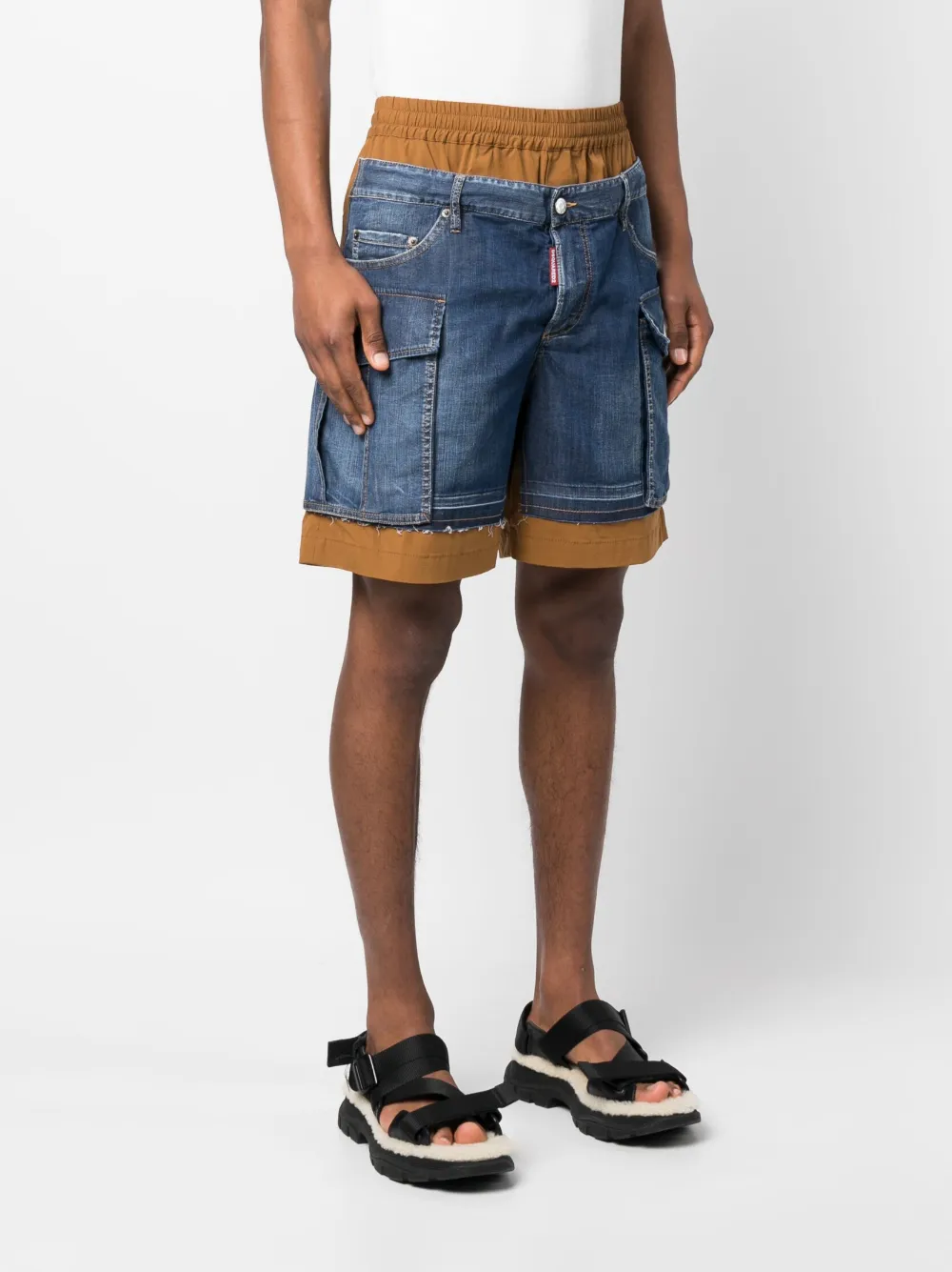 Dsquared2 Multicolor Denim Bermuda Shorts In Brown