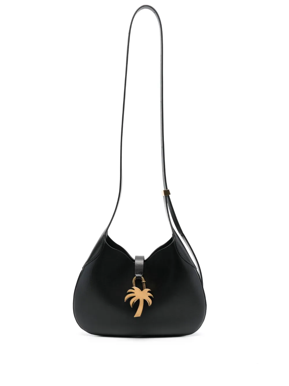 Palm Angels Palm Tree-plaque Leather Shoulder Bag In Black