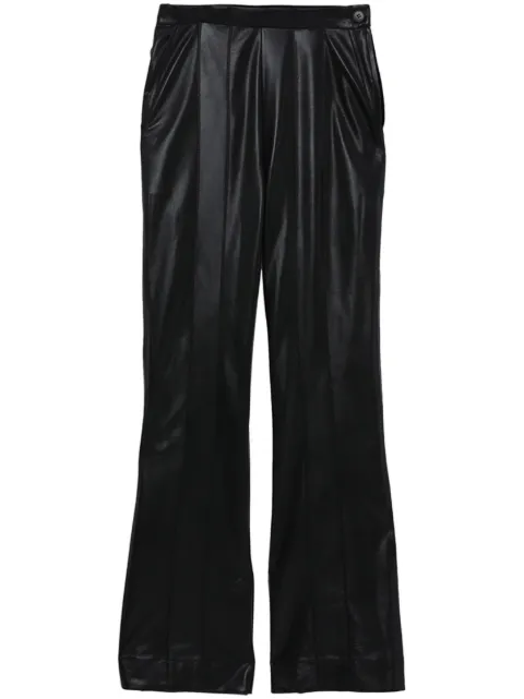 Materiel high-waisted flared trousers 