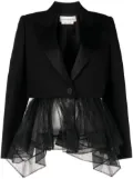 Alexander McQueen single-breasted tulle-inserts blazer - Black