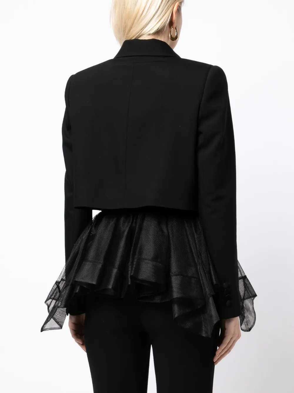 Alexander Mcqueen Peplum Tulle Single-button Jacket In 黑色