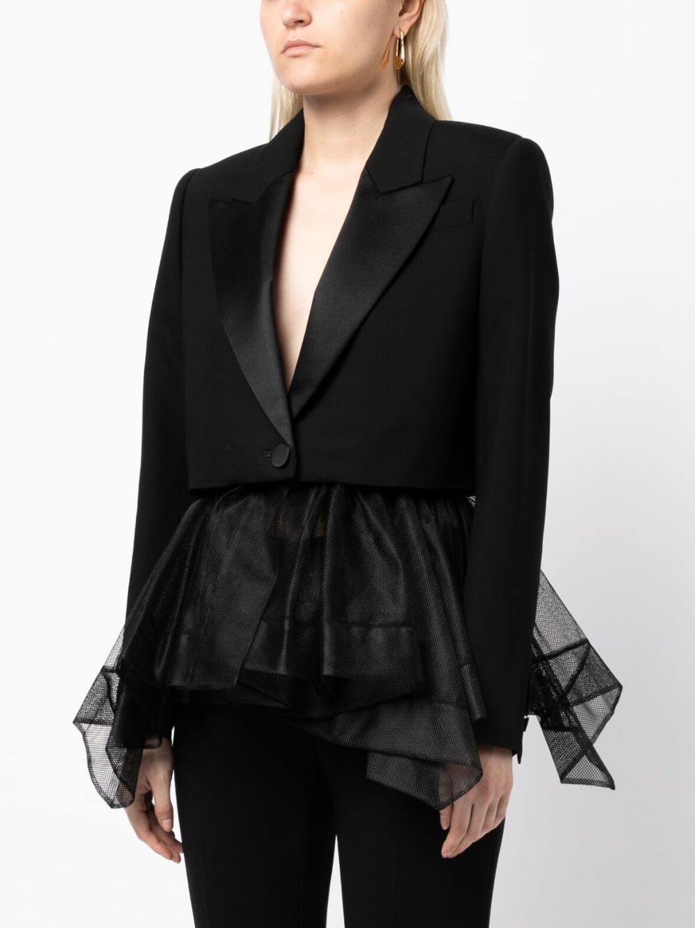 Alexander McQueen single-breasted tulle-inserts Blazer - Farfetch