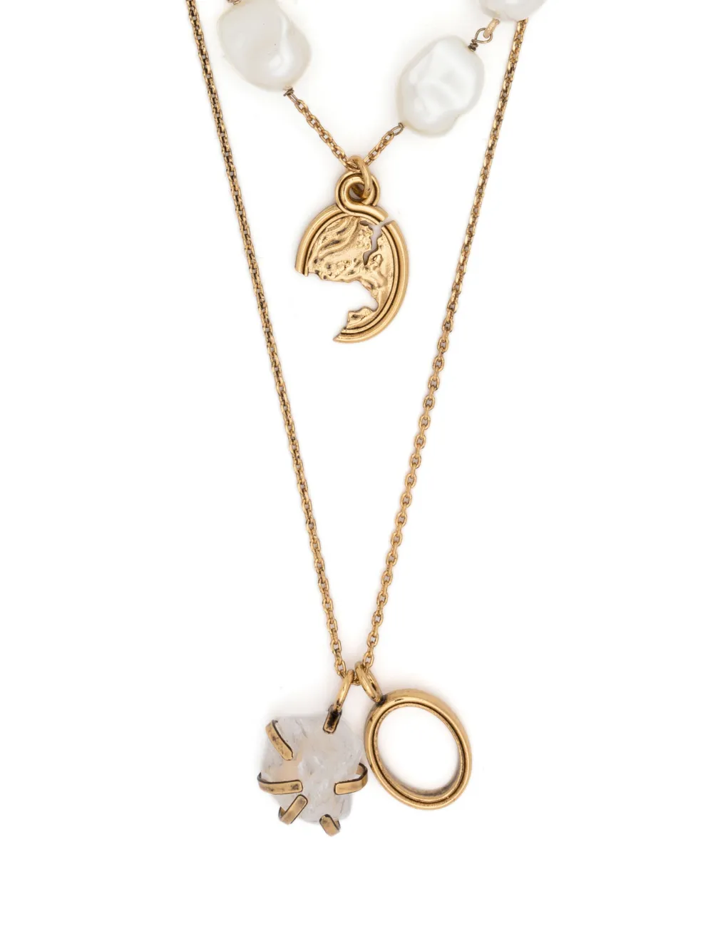 Erdem Pearl Crystal-embellished Necklace In Gold