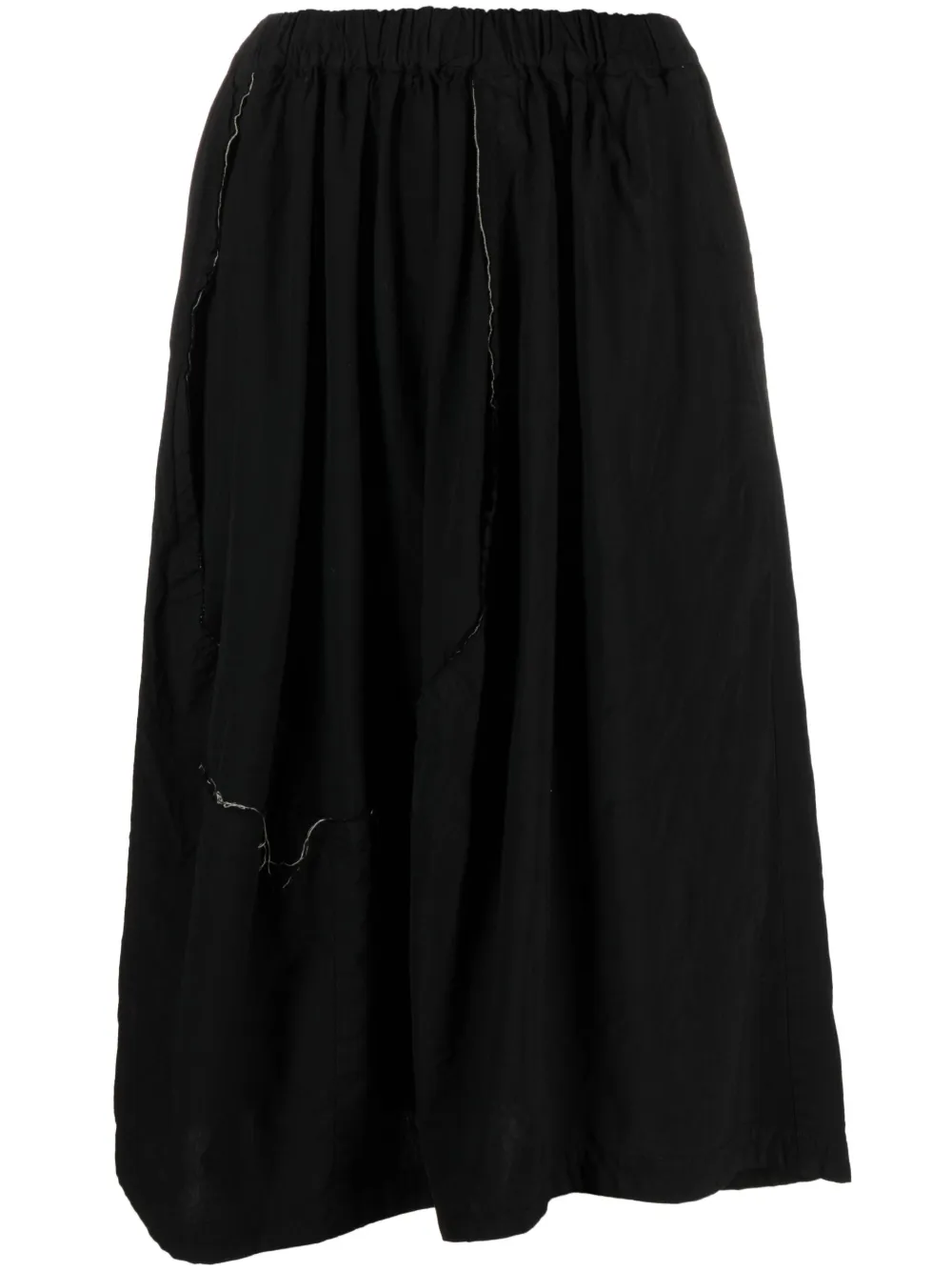 Comme Des Garçons Frayed Twill Midi Skirt In Black