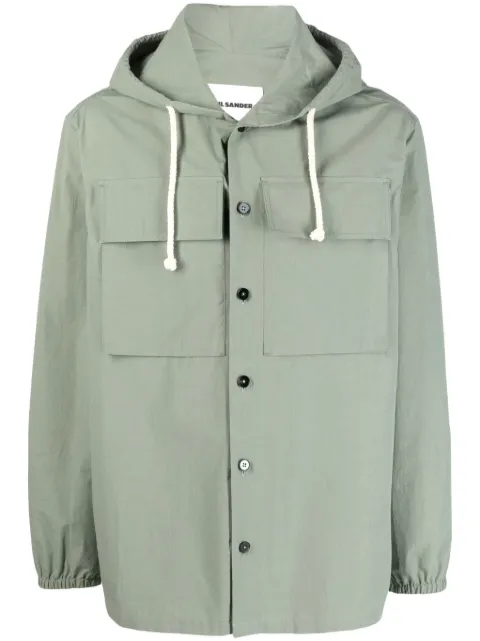Jil Sander logo-patch hooded shirt jacket