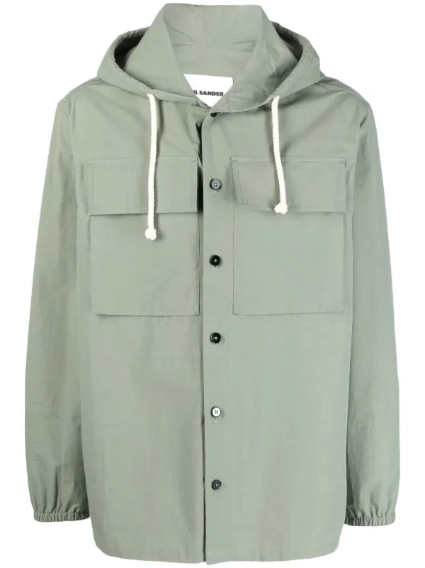 Jil Sander logo-patch Hooded Shirt Jacket - Farfetch