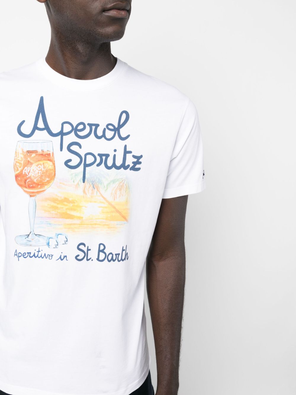 Shop Mc2 Saint Barth Aperol-print Cotton T-shirt In White