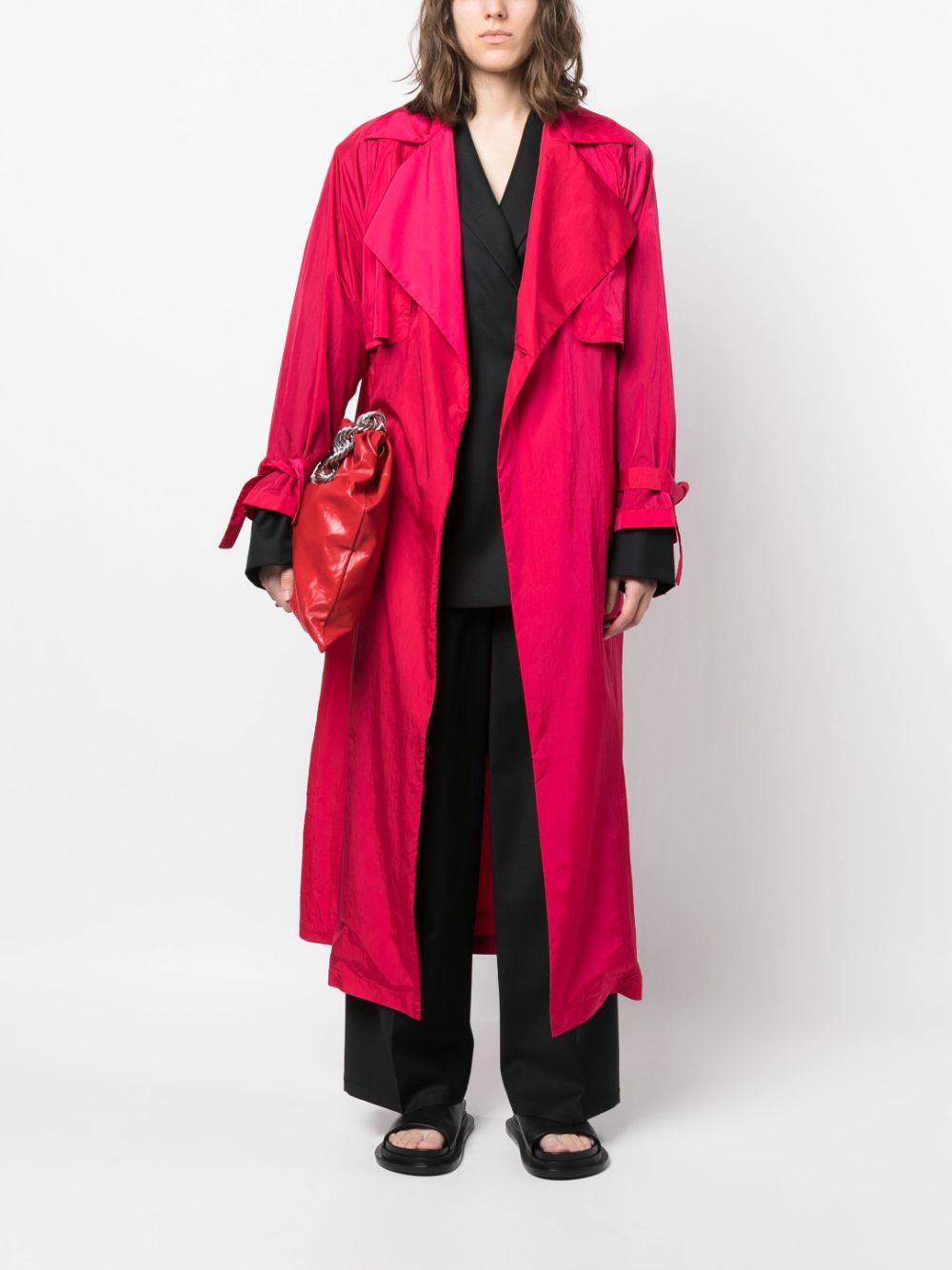 Hevo Belted Trench Coat In Pink | ModeSens