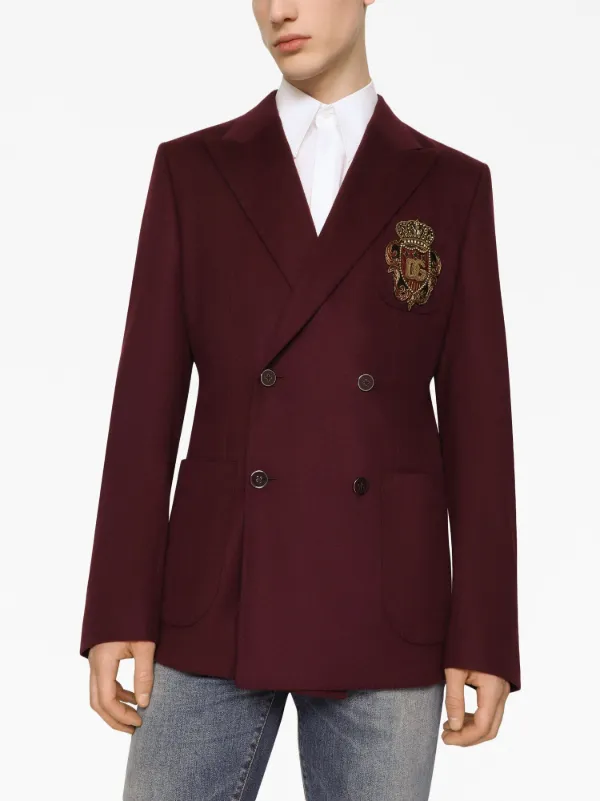 Dolce & Gabbana embroidered-crest Blazer | Red | FARFETCH