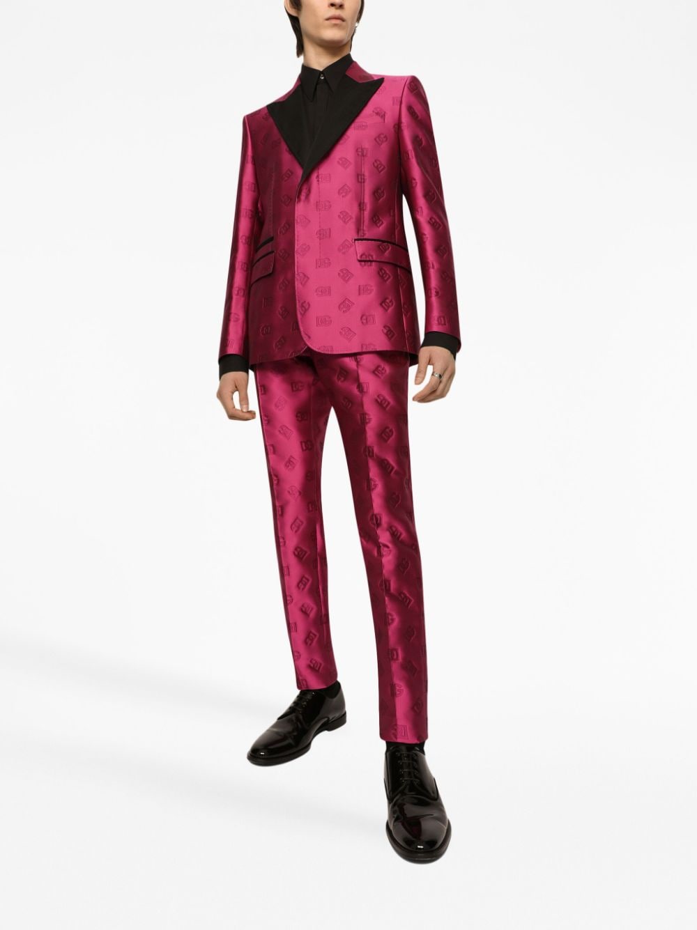 Shop Dolce & Gabbana Jacquard Single-breasted Tuxedo In Pink